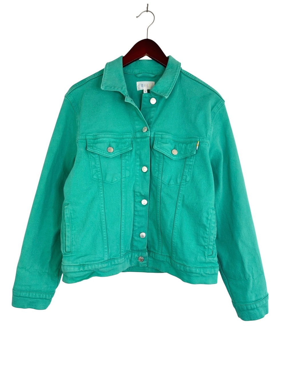 Rails normandie denim jacket vibrant green turquoise teal utility women’s large